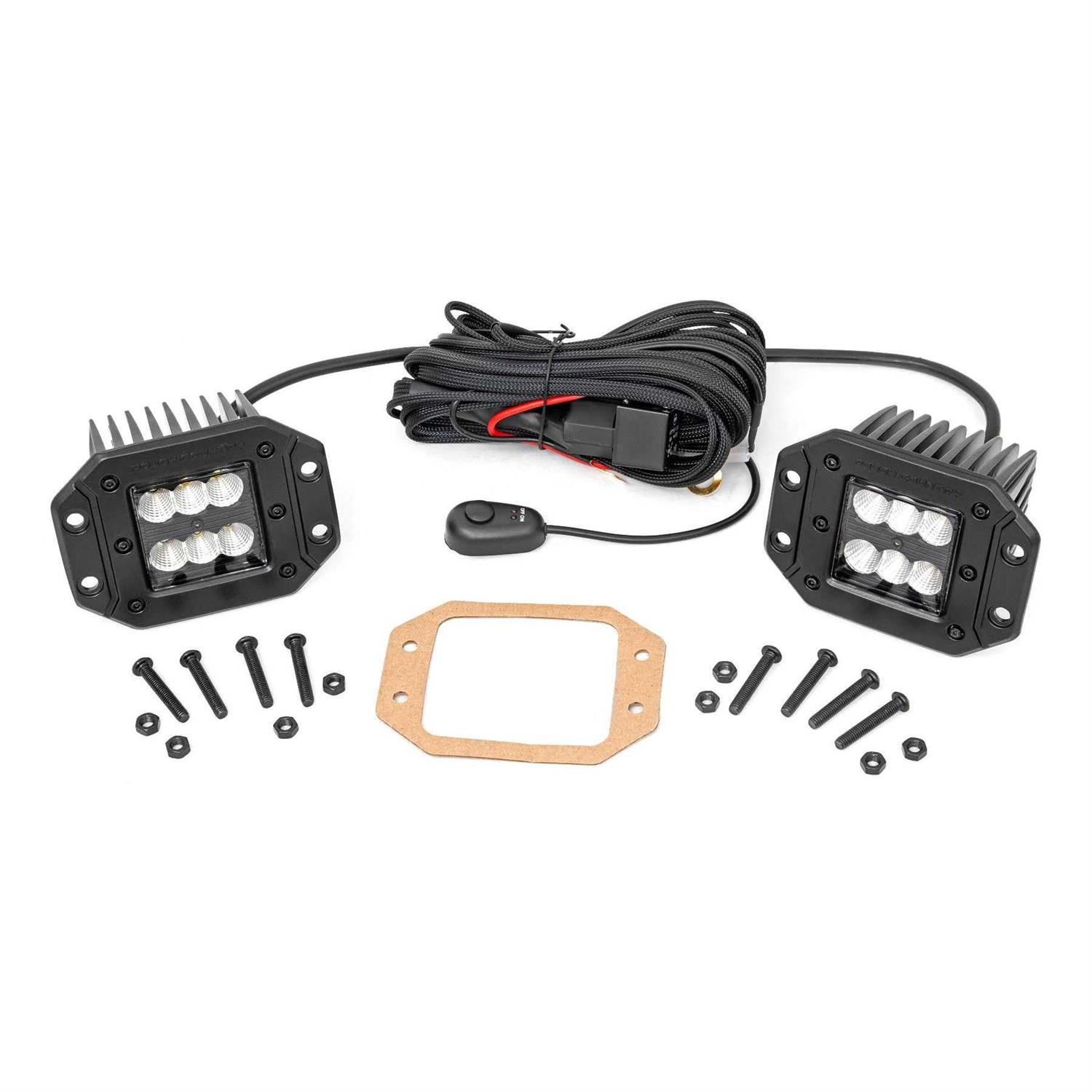 Rough Country 70803BL 2-inch Flush Mount Black Series Cree LED Square Lights - Image 2