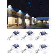Roshwey Gutter Lights 6 Pack Solar Patio Decor Lights with 9 Led Waterproof Fence Lights for Eaves Garden Landscape Pathway