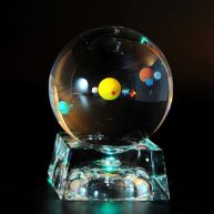 Solar System 3D Crystal Ball with Led lamp Base Clear 80mm Glass Birthday Gift for Kids