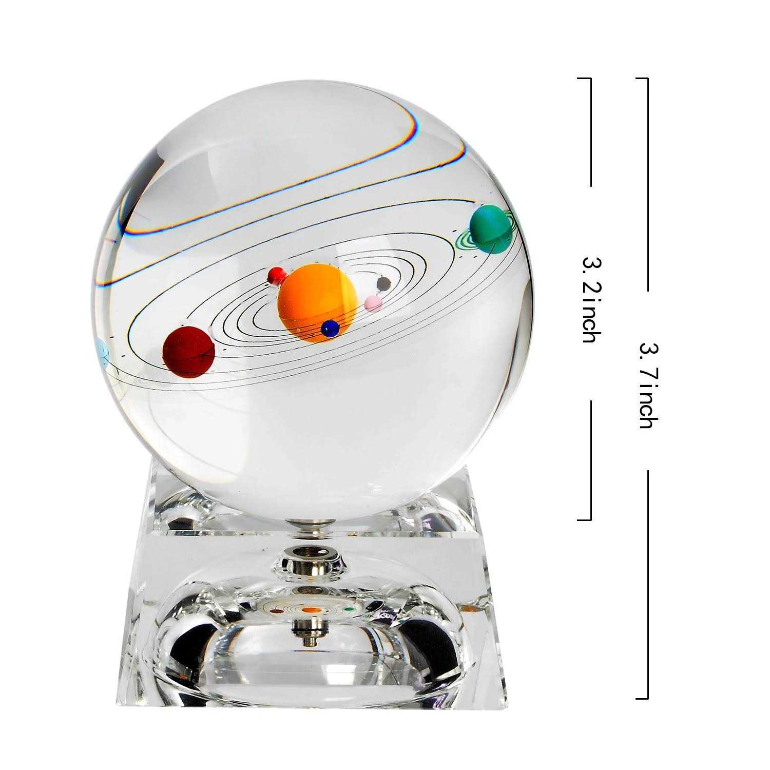 Solar System 3D Crystal Ball with Led lamp Base Clear 80mm Glass Birthday Gift for Kids - Image 3