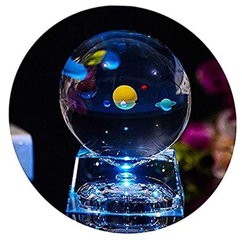 Solar System 3D Crystal Ball with Led lamp Base Clear 80mm Glass Birthday Gift for Kids - Image 4