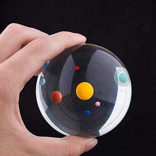 Solar System 3D Crystal Ball with Led lamp Base Clear 80mm Glass Birthday Gift for Kids - Image 5