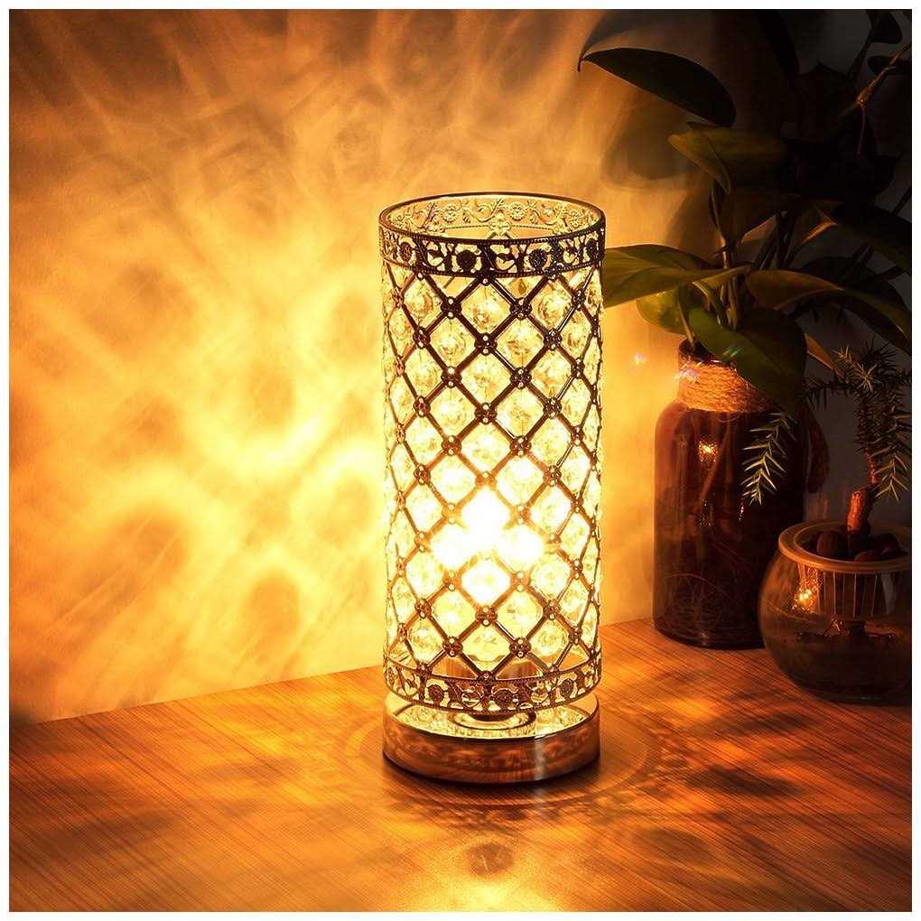 Seaside village Crystal Table Lamp Touch Control Dimmable Accent Desk Lamp Bedside Modern Table Light