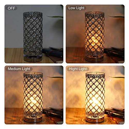 Seaside village Crystal Table Lamp Touch Control Dimmable Accent Desk Lamp Bedside Modern Table Light - Image 2