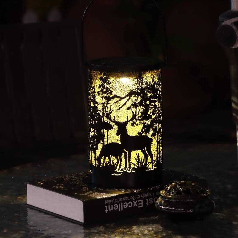 Solar Lanterns Outdoor Waterproof, Solar Hanging Lantern Lights Made of Metal Carved with Deer and Trees. LED Decorative Garden Light for Patio - Image 4
