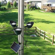 Solar Flag Pole Light 3 Super-Spotlights LEDs Adjustable Metal Clamps Fits 2-6&”Flag Poles