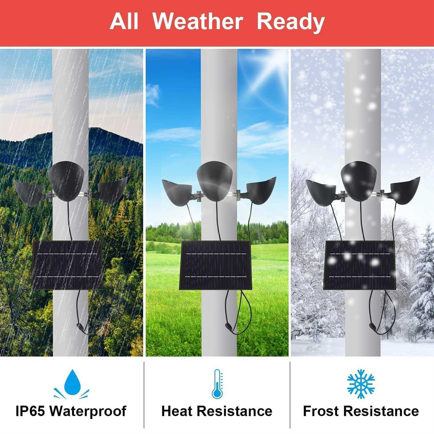 Solar Flag Pole Light 3 Super-Spotlights LEDs Adjustable Metal Clamps Fits 2-6&”Flag Poles - Image 3