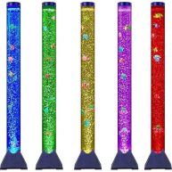 Sensory LED Bubble Tube 4FT with 10 Fish, 20 Color Remote and Tall Water Tower Tank LED Night Light for Kids Bedroom