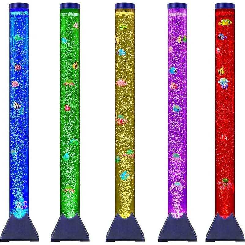 Sensory LED Bubble Tube 4FT with 10 Fish, 20 Color Remote and Tall Water Tower Tank LED Night Light for Kids Bedroom