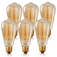 YANSUN 60-Watt Equivalent Vintage ST64 Dimmable E26 Base Incandescent Edison Light Bulb 2700K