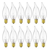 Sunlite 25cfc/25/12pk Flame Tip 25W Incandescent Petite Chandelier Light Bulb 40011-SU