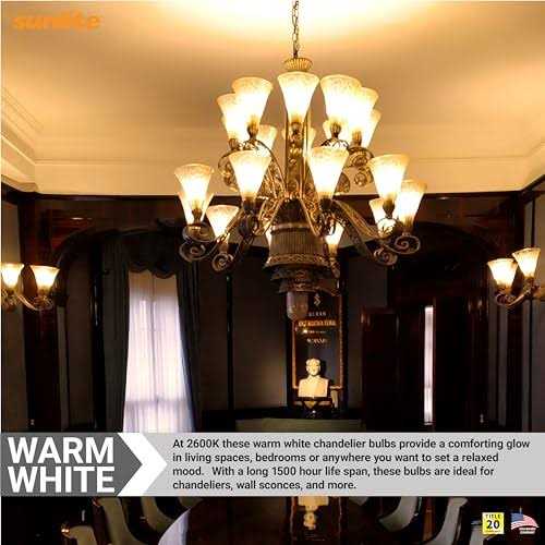 Sunlite 25cfc/25/12pk Flame Tip 25W Incandescent Petite Chandelier Light Bulb 40011-SU - Image 2