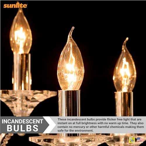 Sunlite 25cfc/25/12pk Flame Tip 25W Incandescent Petite Chandelier Light Bulb 40011-SU - Image 4