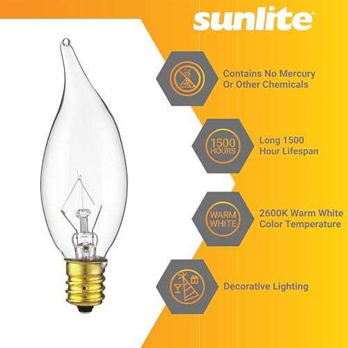 Sunlite 25cfc/25/12pk Flame Tip 25W Incandescent Petite Chandelier Light Bulb 40011-SU - Image 5