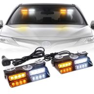 XRIDONSEN 2 in 1 Emergency Dash Strobe Lights Warning Safety Flashing Interior Windshield Lights w/Suction Cups Volunteer