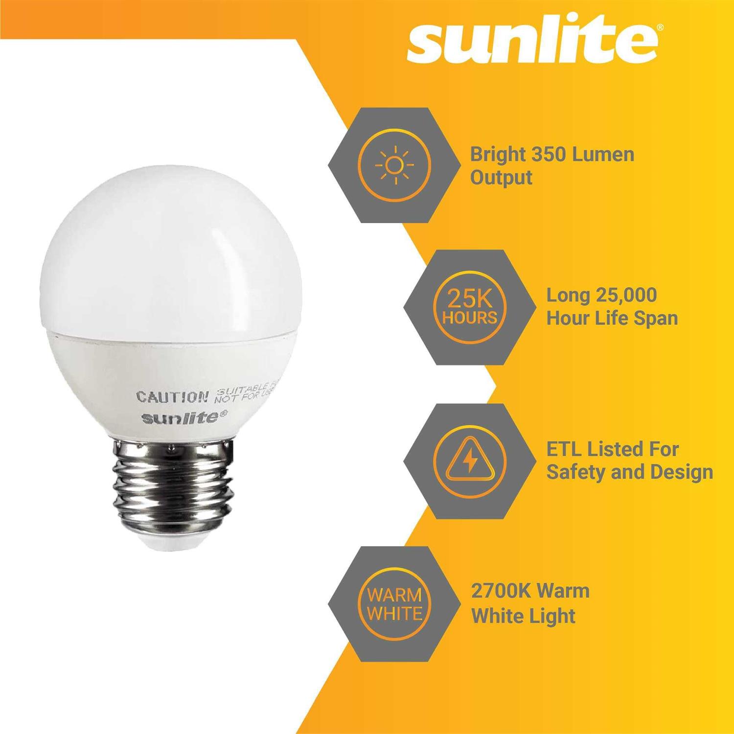 Sunlite LED G16 Globe Light Bulb Medium E26 Base - Image 5