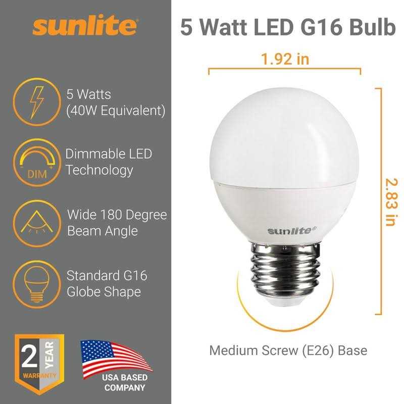 Sunlite LED G16 Globe Light Bulb Medium E26 Base - Image 4