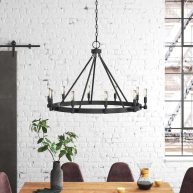 workclu Williston Forge Drubin 10-Light Wagon Wheel Chandelier