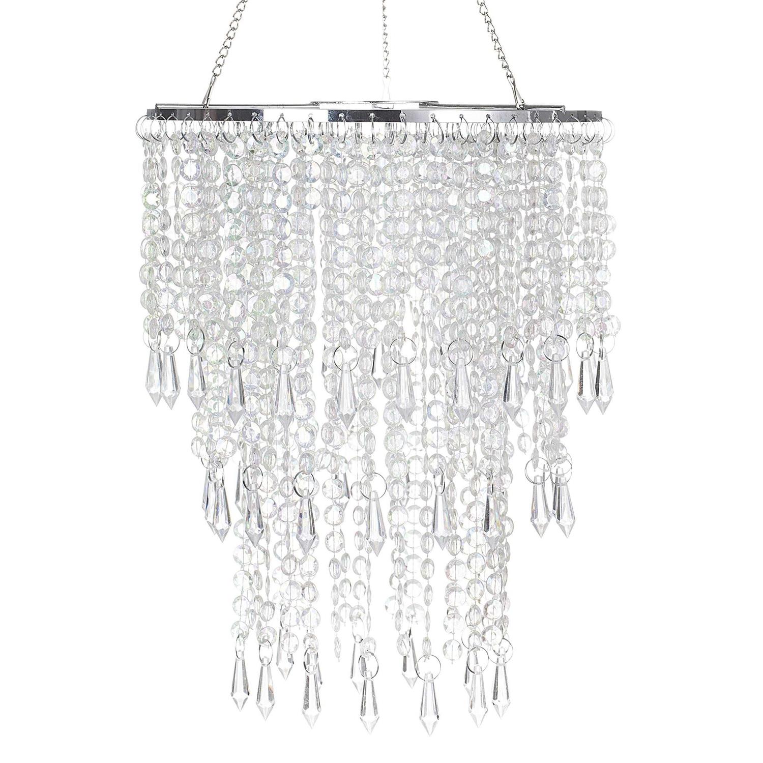Sparkling Iridescent Beaded Chandeliers 8.6 inches Diameter for Wedding Centerpiece Living Room Bedroom Event Party