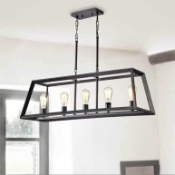 The Lighting Store Daniela Antique Black Metal Frame 5-Light Trapezoid Pendant Chandelier