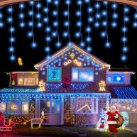 TuoPuLife Icicle Lights Outdoor 32.8ft 400 LED Icicle Christmas Lights with Timer