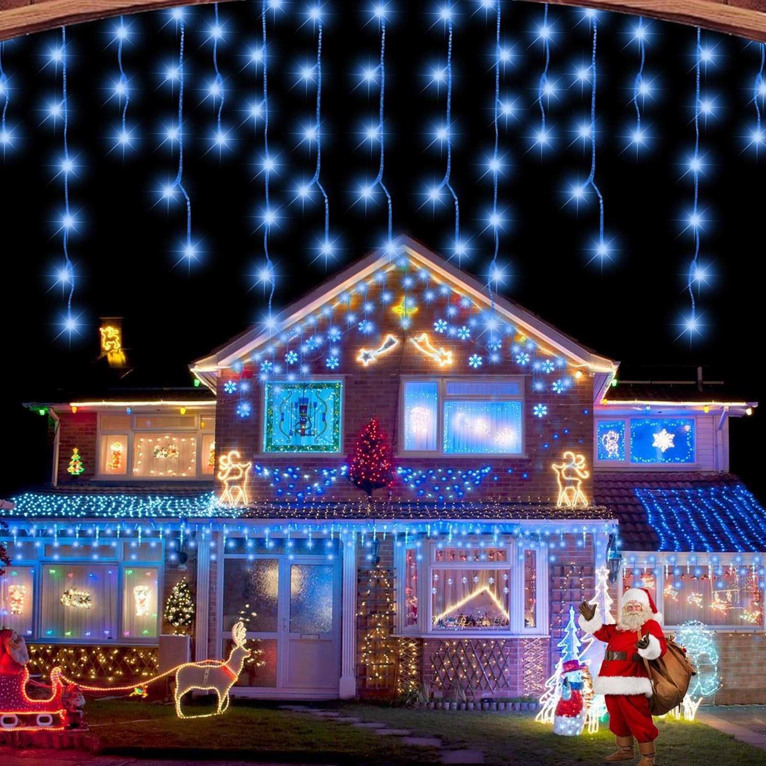 TuoPuLife Icicle Lights Outdoor 32.8ft 400 LED Icicle Christmas Lights with Timer