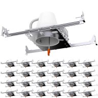 Sunco Lighting 6 Pack 4 Inch New Construction Housing Air Tight IC Rated Steel Can
