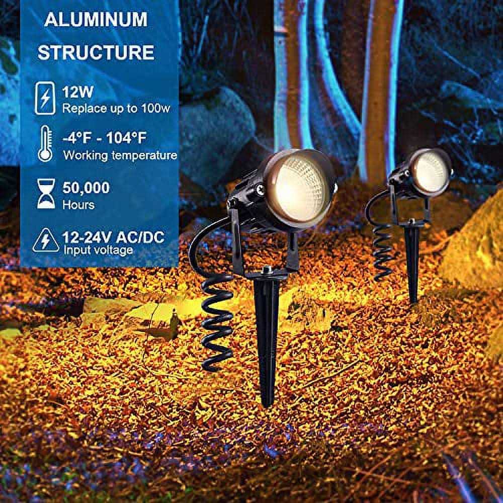 Sunvie 24 Pack Low Voltage Landscape Lights LED 12W Landscape Lighting with connectors Ac/dc 12v-24v Outdoor Spotlight Ip65 Waterproof Tree Flag - Image 2