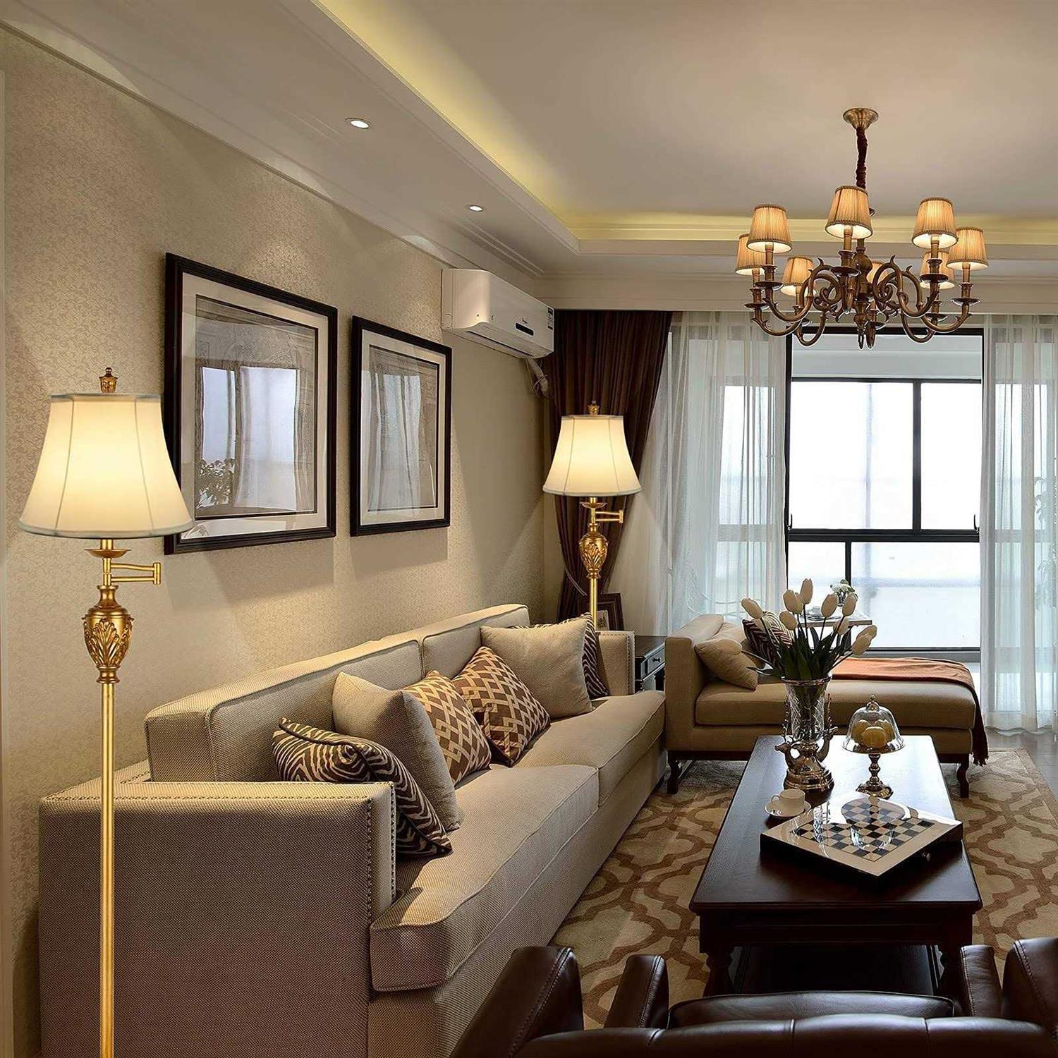 Traditional LED Floor Lamp with 350° Adjustable Swing arm Lamp – Vintage Pole Lamp Swing arm for Living Room, Bedroom and Office – Rustic Upright - Image 3