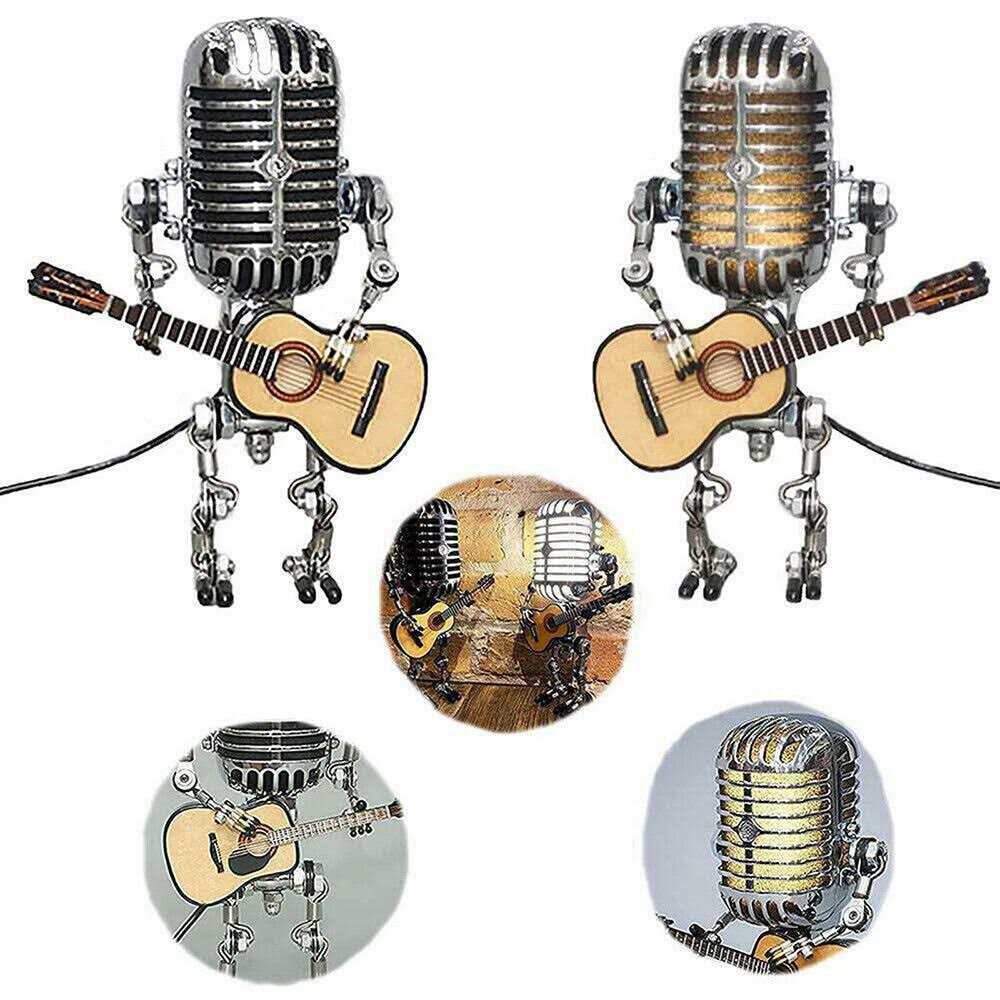 Vintage Microphone Guitar Robot Table Lamp - Image 3