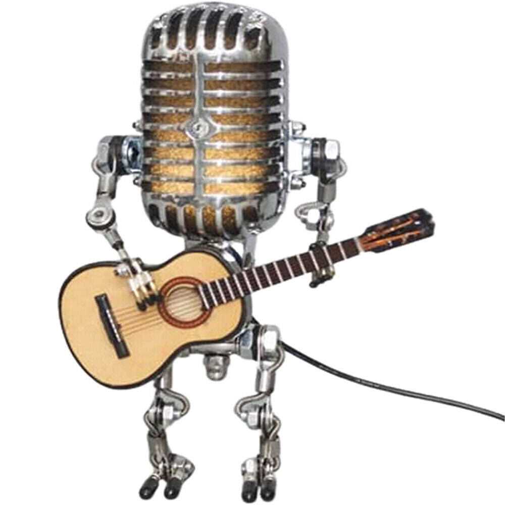 Vintage Microphone Guitar Robot Table Lamp - Image 4