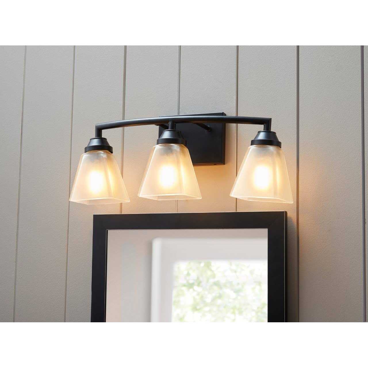 Style Selections 18.63-in 3-Light Black Transitional Vanity Light VBK120-3BK - Image 2