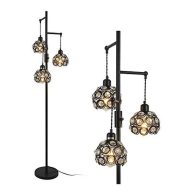 Stepeak Dimmable Crystal Floor Lamp Industrial Farmhouse Lamps for Living Room