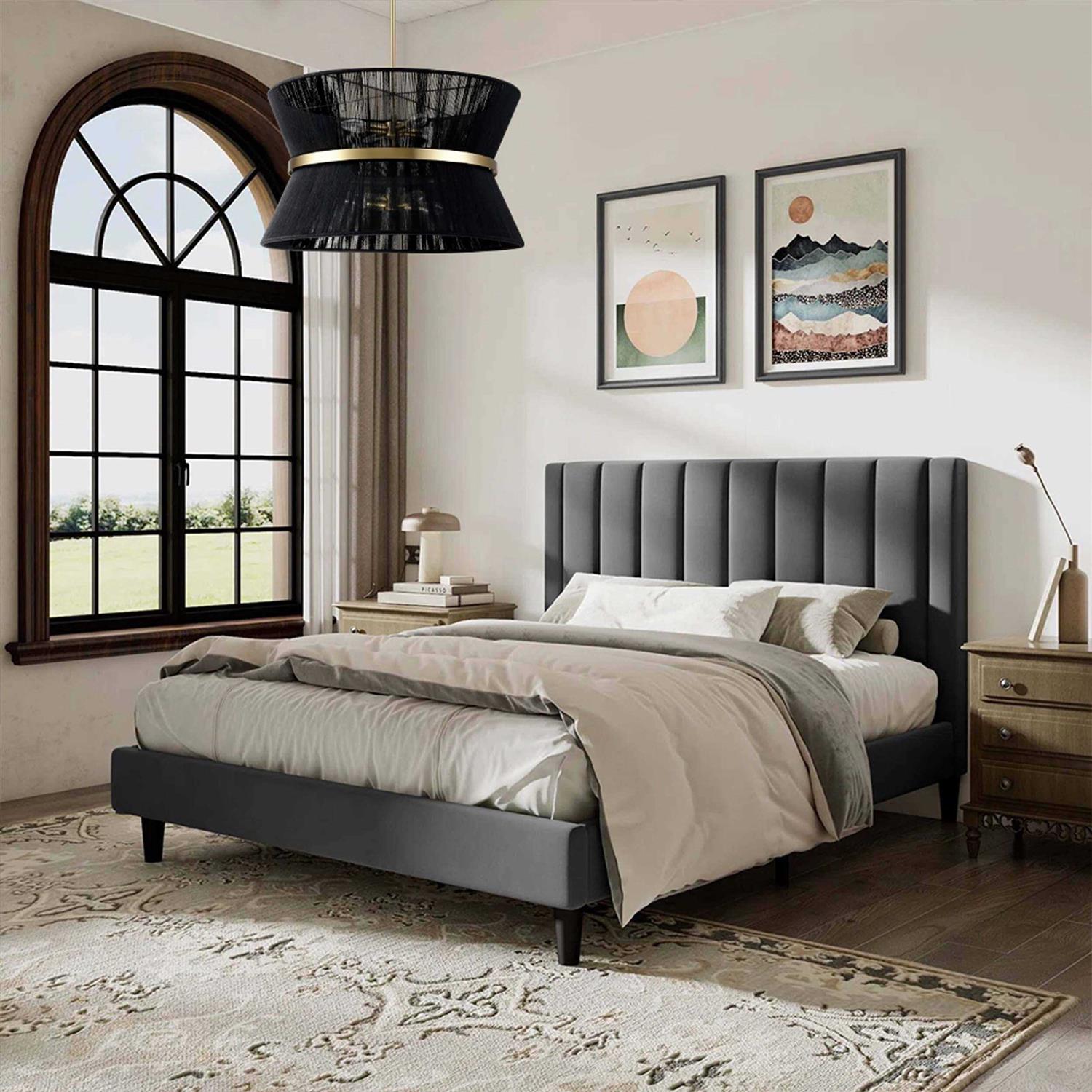 RRTYO 8-Light Patinaed Brass/ Bleached Natural Rope Fabric Tapered String Drum Chandelier - Image 2