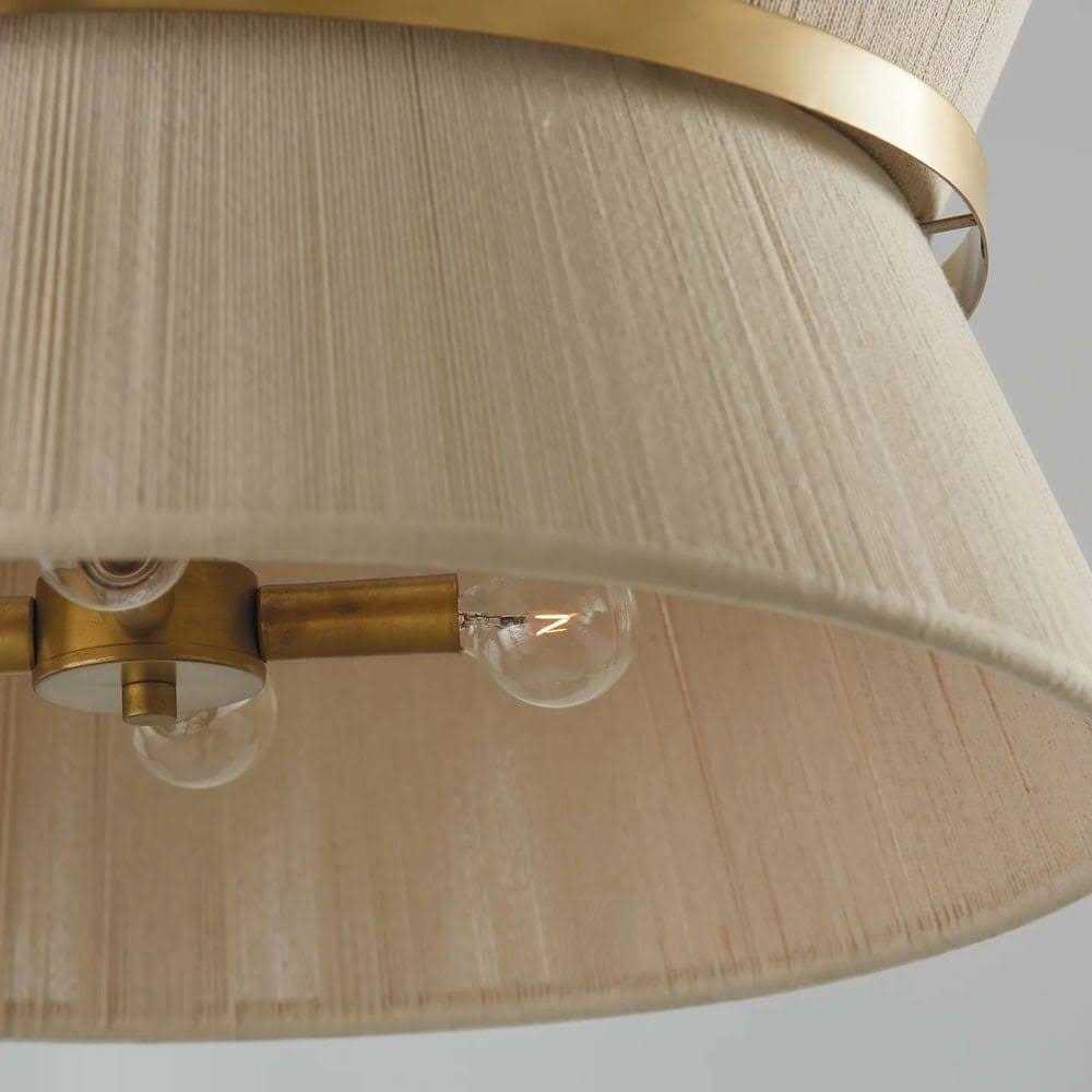 RRTYO 8-Light Patinaed Brass/ Bleached Natural Rope Fabric Tapered String Drum Chandelier - Image 3