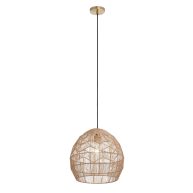 River of Goods Ramona 1-Light Light Bronze Metal Pendant With Woven Hemp Shade