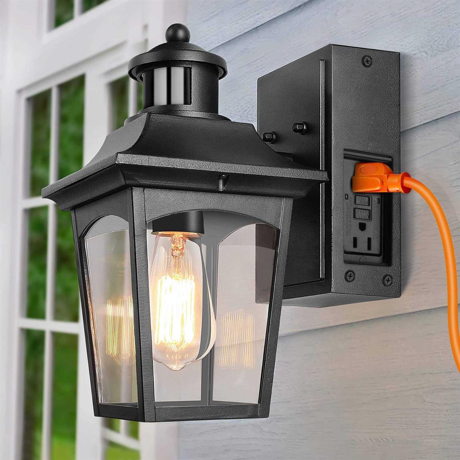 Vdkk Outdoor Lights with Outlet 3 Lighting Modes Motion Sensor Porch Light - Image 3