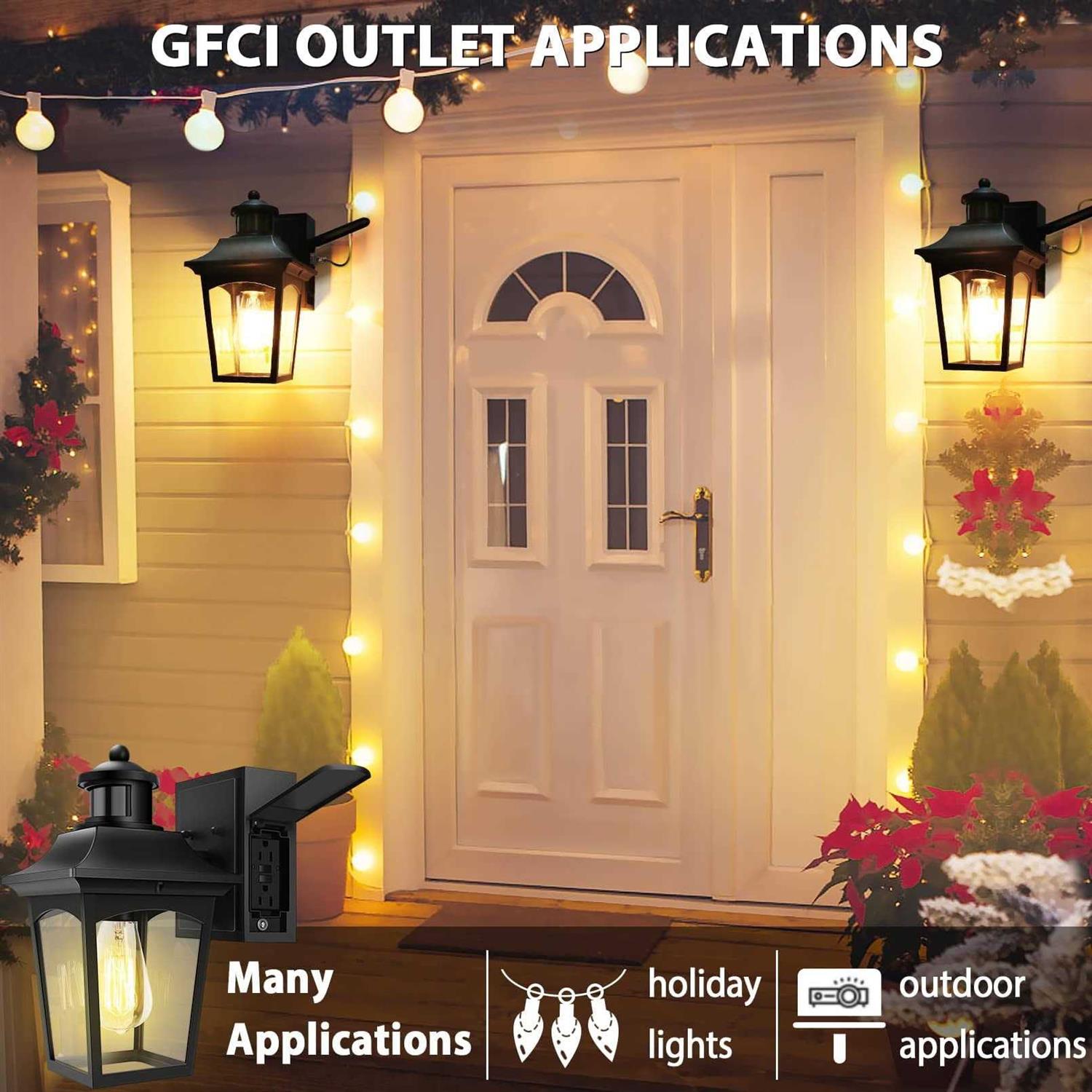 Vdkk Outdoor Lights with Outlet 3 Lighting Modes Motion Sensor Porch Light - Image 5