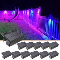 VOLISUN Solar Deck Lights ,7 Colors&Warm White outdoor 4-pack Waterproof Led color glow Solar Lights for Step,Fence,Railing,Wall,Stairs