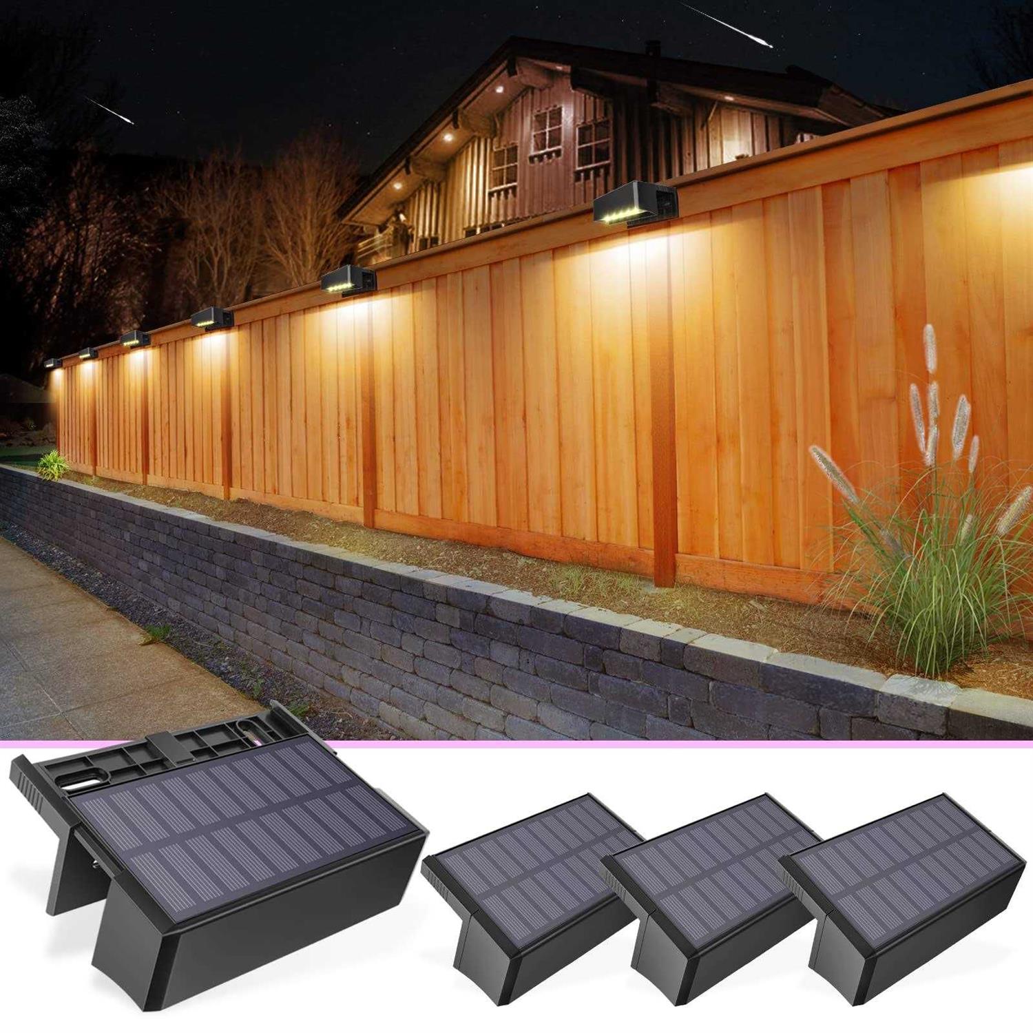 VOLISUN Solar Deck Lights ,7 Colors&Warm White outdoor 4-pack Waterproof Led color glow Solar Lights for Step,Fence,Railing,Wall,Stairs