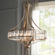 Vienna Full Spectrum Soft Silver Chandelier 24 Wide Crystal Glass 4-Light Fixture for Dining Room House Kitchen Bedroom