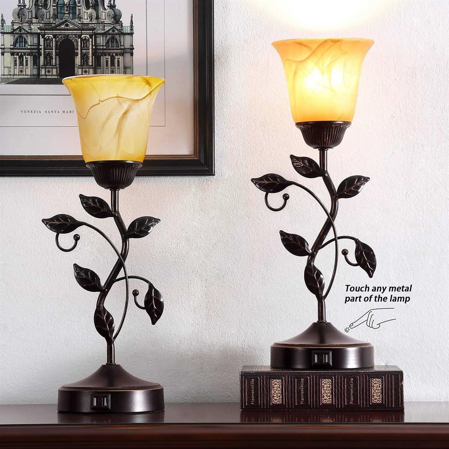 Touch Control Table Lamp with 2 USB Charging Ports 3-Way Dimmable Bedside Nightstand Lamps - Image 2