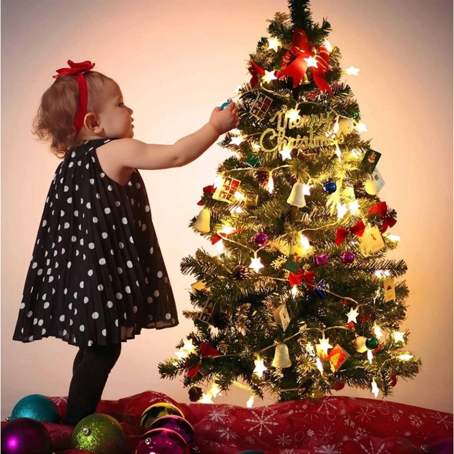 Star String Lights 20 Ft 40 Led Twinkle Lights Warm White Battery Operated Cute Hanging Star Fairy Light for Bedroom Room Car Camper Party Home - Image 2