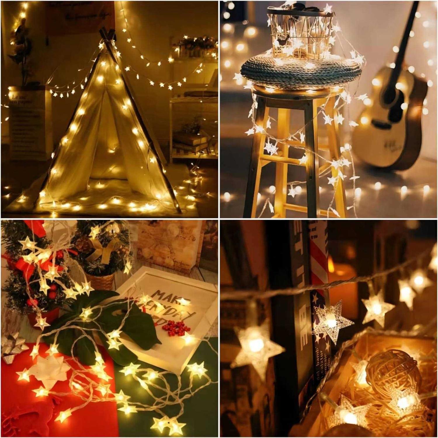 Star String Lights 20 Ft 40 Led Twinkle Lights Warm White Battery Operated Cute Hanging Star Fairy Light for Bedroom Room Car Camper Party Home - Image 3