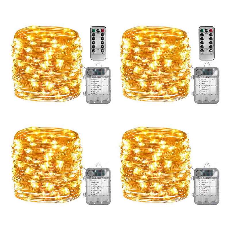 Sterno Home Gl40736 50-Count Battery-Powered LED Fairy String Lights, 65.6-Feet, Remote Included