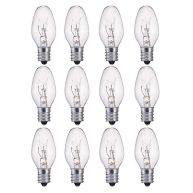 WokHok 7 Watt Night Light Bulb and Salt Lamps Replacement Bulbs,C7/7 Watt/120 V/45 Lumen,E12 Candelabra Base Clear Glass Incandescent Bulbs,12 Pack