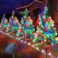 Upgraded 4-Packs Solar Christmas Tree Pathway Lights Outdoor Christmas Decoratio