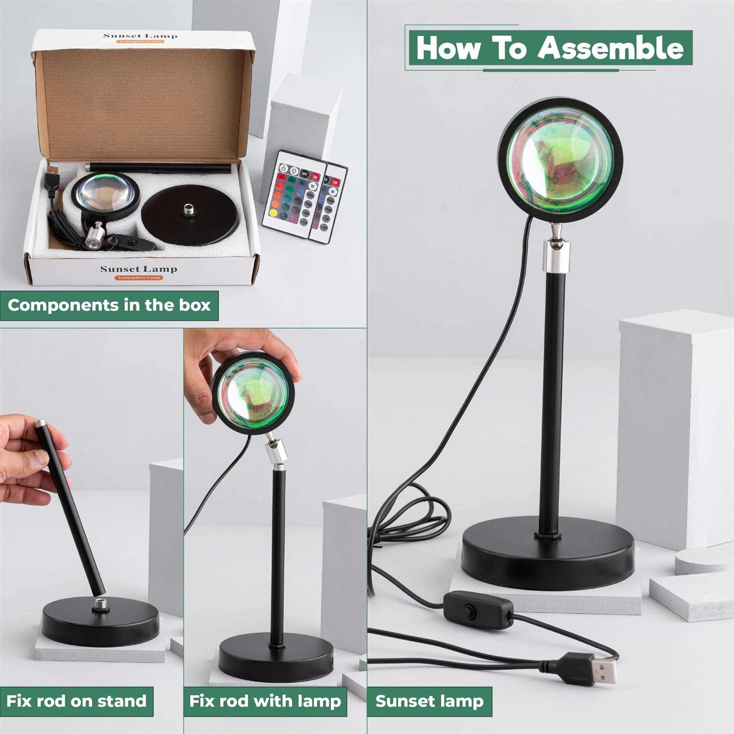 Soleil Sunset lamp for Bedroom 16 Colors LED Changing 3-in-1 Sunset Light lamp with Multiple Modes - Image 3