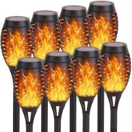 RIDALUX Upgraded Solar Outdoor Lights 8 Pack Solar Torches Lights with Flickering Flame for Garden Decor