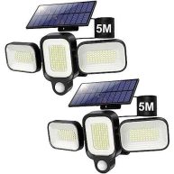 Solar Outdoor Lights 225 LED 3 Head Adjustable Motion Sensor Lights
